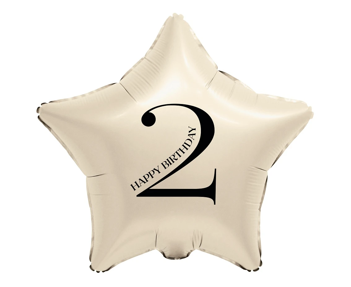 Foil Balloon 18" - Star with Number "2" (creamy)